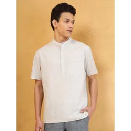 Fabindia Band Collar Short Sleeves Cotton Shirt-picture-10