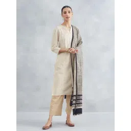 Fabindia Beige & Black Cotton Printed Dupatta-picture-22