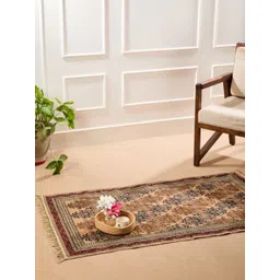 Fabindia Beige & Blue Kalamkari PrintedDhurries-picture-37