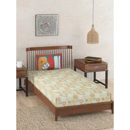 Fabindia Beige & Red Geometric Cotton 180 TC Queen Bedsheet With 3 Pillow Covers-picture-34