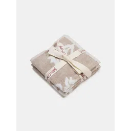 Fabindia Beige & White 2 Pieces Printed Cotton Face Towels-picture-14