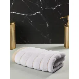 Fabindia Beige & White Meraki Striped Cotton Bath Towels image 1