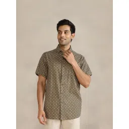 Fabindia Beige-Black Relaxed Fit Printed Shirt-picture-21