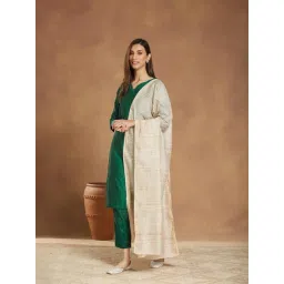 Fabindia Beige Cotton Silk Blend Hand Block Printed Dupatta-picture-23