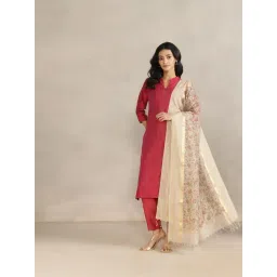 Fabindia Beige Cotton Silk Blend Hand Block Printed Dupatta-picture-22