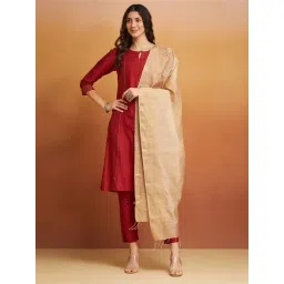 fabindia Beige Cotton Silk Blend Maheshwari Dupatta-picture-30