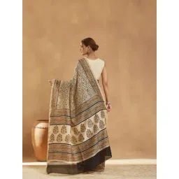 Fabindia Beige Cotton Silk Blend Saree image 2