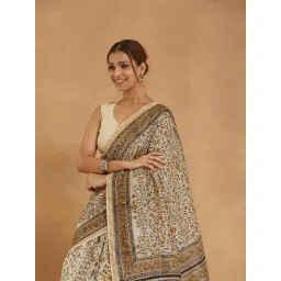 Fabindia Beige Cotton Silk Blend Saree image 5