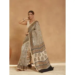 Fabindia Beige Cotton Silk Blend Saree image 4