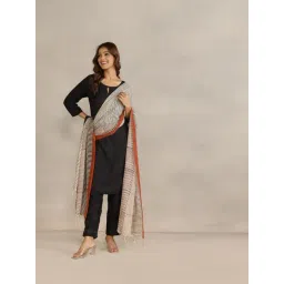 Fabindia Beige Cotton Silk Printed Dupatta-picture-44