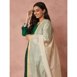 Fabindia Beige Cotton Silk Regular Fit Woven Dupatta-picture-36