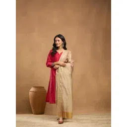 Fabindia Beige Cotton Silk Woven Design Dupatta-picture-40