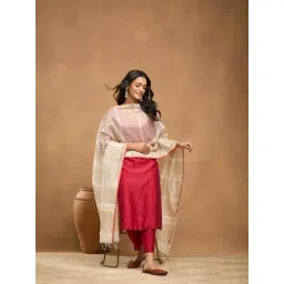 Fabindia Beige Cotton Silk Woven Design Dupatta-picture-38