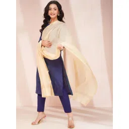 Fabindia Beige Cotton Silk Woven Dupatta-picture-46