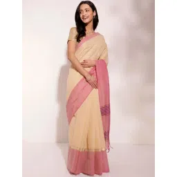 Fabindia Beige Cotton Woven Stitched Sari-picture-10