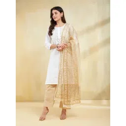 Fabindia Beige Printed Dupatta-picture-13