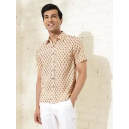 Fabindia Beige-Red Straight Fit Printed Shirt-picture-26