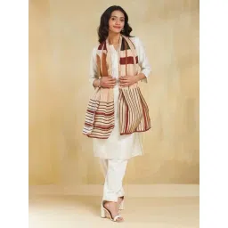 Fabindia Beige Regular Fit Printed Stole-picture-27