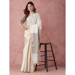 Fabindia Beige Silk Regular Fit Woven Saree-picture-37