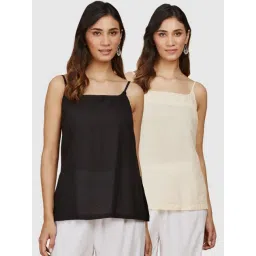 Fabindia Black & Beige Cotton Camisole - Pack Of 2-picture-20