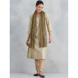 Fabindia Black & Beige Woven Stole image 1