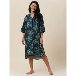 Fabindia Black & Green Printed Night Dress-picture-36