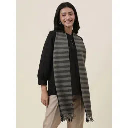 Fabindia Black & Grey Striped Muffler-picture-21