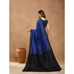 Fabindia Black-Blue Regular Fit Woven Design Saree image 2