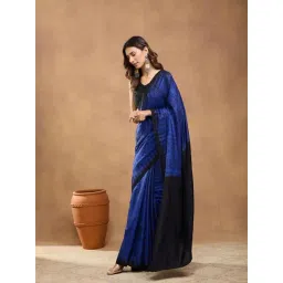 Fabindia Black-Blue Regular Fit Woven Design Saree image 4