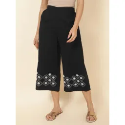 Fabindia Black Cotton Embroidered Culottes-picture-11