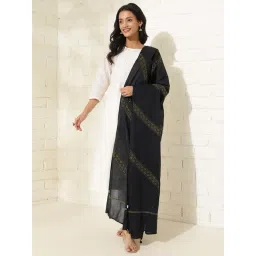 Fabindia Black Cotton Embroidered Dupatta-picture-43