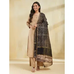 Fabindia Black Cotton Silk Blend Batik Printed Dupatta-picture-29