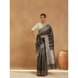 Fabindia Black Cotton Silk Blend Saree-picture-11