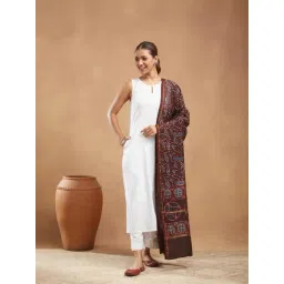 Fabindia Black Cotton Silk Printed Dupatta-picture-39