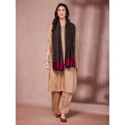 Fabindia Black Cotton Silk Stripes Stole-picture-27