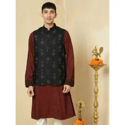 Fabindia Black Regular Fit Embroidered Nehru Jacket-picture-48