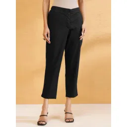 Fabindia Black Solid Casual Pants-picture-37
