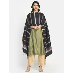 Fabindia Black Striped Stole-picture-17