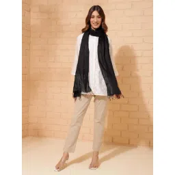 Fabindia Black Woven Pattern Stole-picture-39