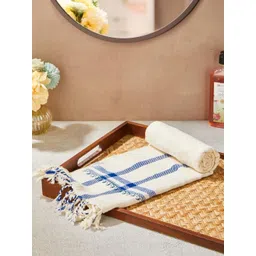 Fabindia Blue & Off White Printed 125 GSM Cotton Hand Towel-picture-15