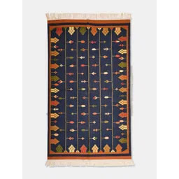 Fabindia Blue & Orange Cotton Printed Floormat-picture-12