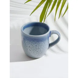 Fabindia Blue & White Floral Printed Ceramic Matte Cup 300 ml-picture-16