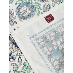 Fabindia Blue & White Floral Printed Rectangle Shaped 6-Seater Cotton Table Cover image 4