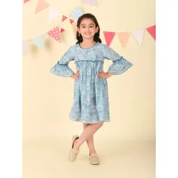 Fabindia Blue Cotton Hand Block Printed Dress-picture-42