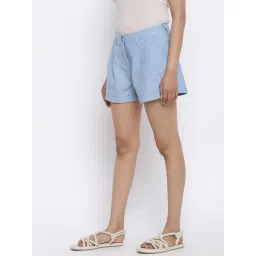 Fabindia Blue Cotton Mid Rise Shorts image 3