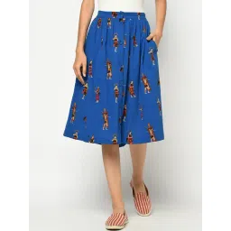 Fabindia Blue Cotton Printed A-Line Skirt-picture-44