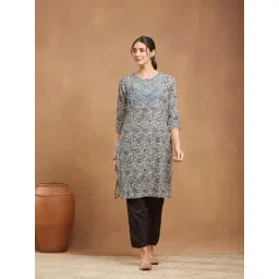 Fabindia Blue Cotton Printed Regular Fit Kurti-picture-19