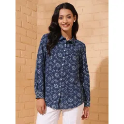 Fabindia Blue Cotton Printed Shirt-picture-29