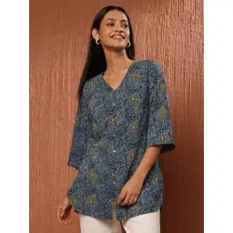 Fabindia Blue Cotton Printed Tunic-picture-33