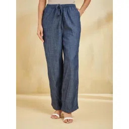 Fabindia Blue Cotton Regular Fit Trousers-picture-38